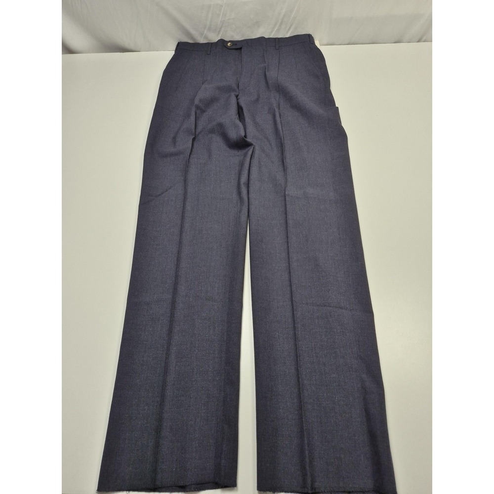 VTG Racquet Dress Pants Men's 38x36 Blue Wool Pleated Cambridge USA Unhemmed